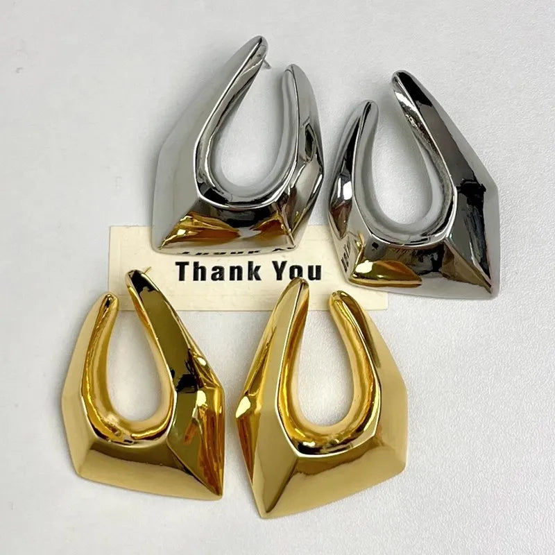 Bold Irregular Geometric Metal Earrings