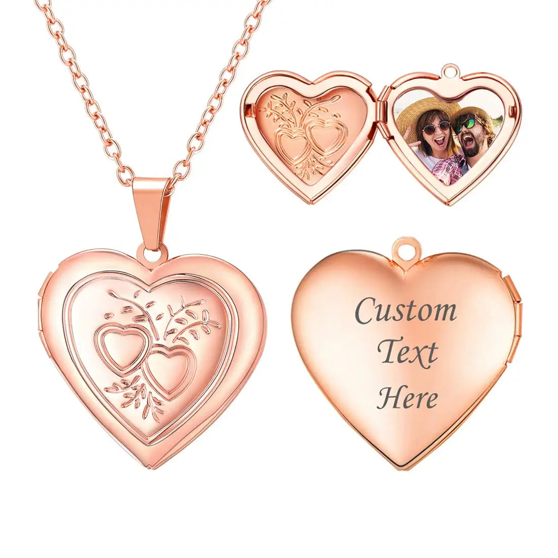 Heart Frame Memory Locket Pendant Necklace