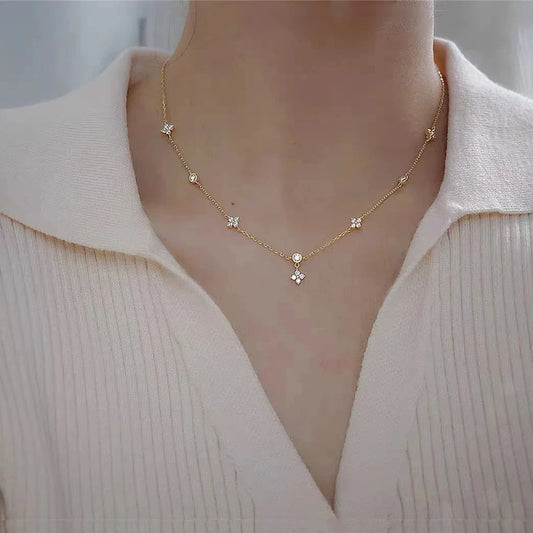 Zircon Four-Leaf Flower Luxury Necklace