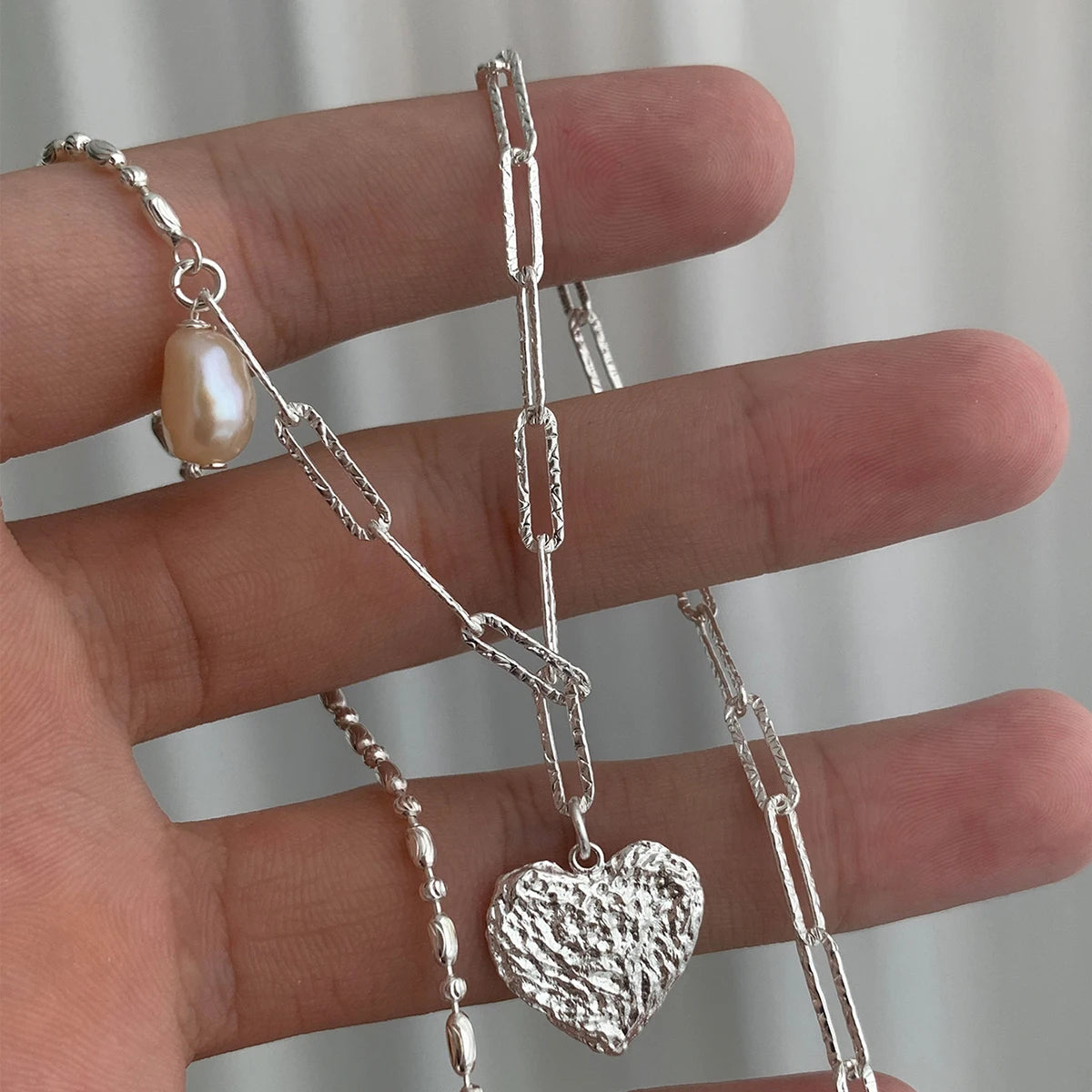 Natural Freshwater Pearl 925 Sterling Silver Necklace