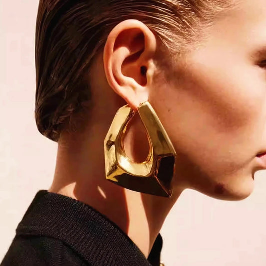 Bold Irregular Geometric Metal Earrings