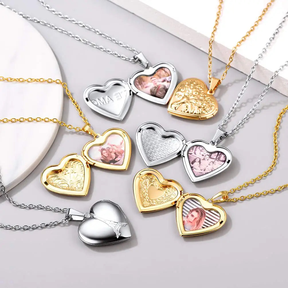 Heart Frame Memory Locket Pendant Necklace