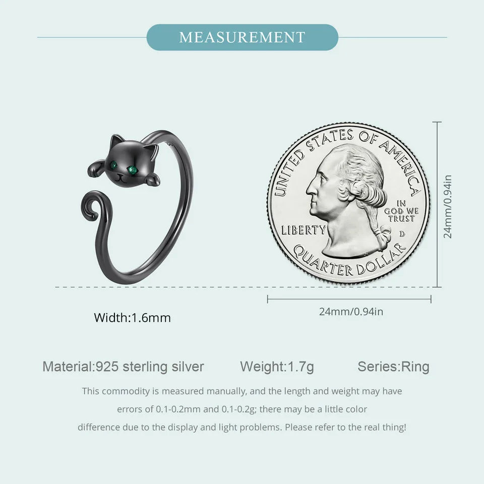 Cute Cat Simple S925 Sterling Silver Ring