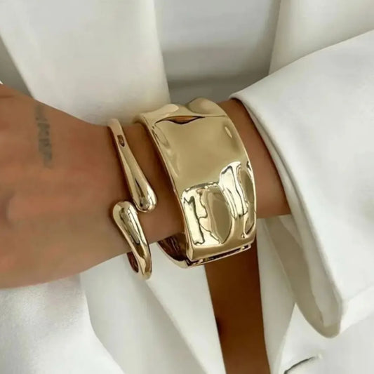 Bold Punk Geometric Metal Cuff Bracelet