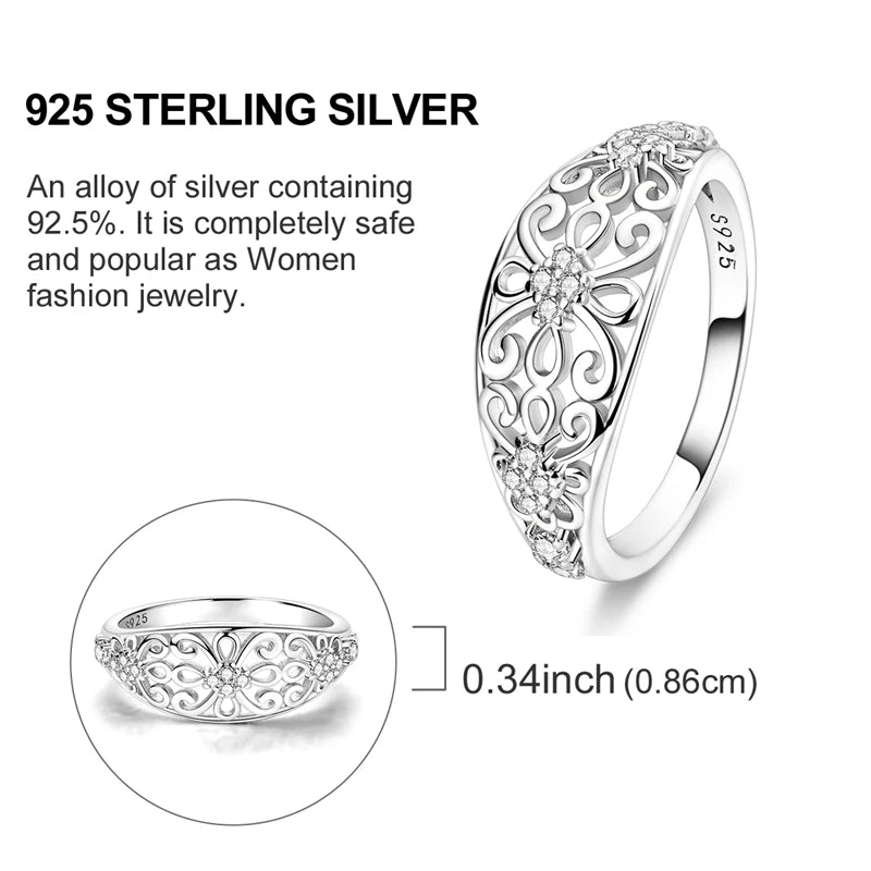 Star Moon 925 Sterling Silver Ring