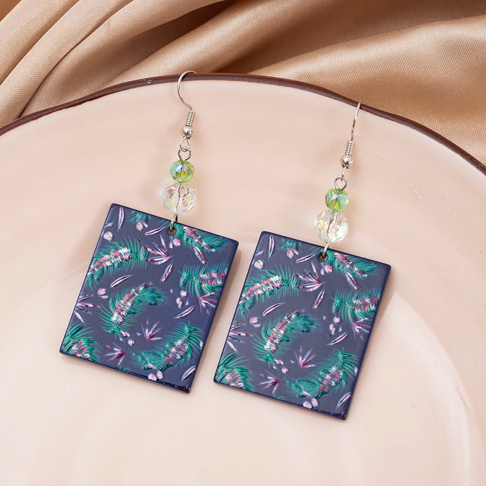 New Fashion Black Acrylic Flower Dangle Earrings