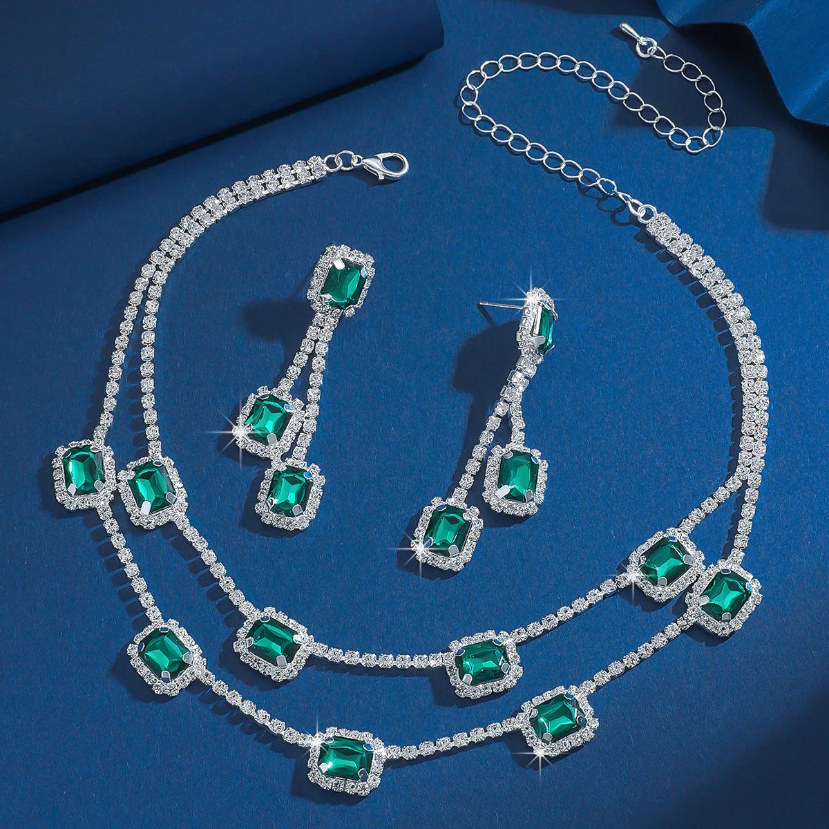 3 pieces of ladies' jewelry set, crystal and diamond necklace and earring set, bridal wedding party jewelry, daily wear jewelry