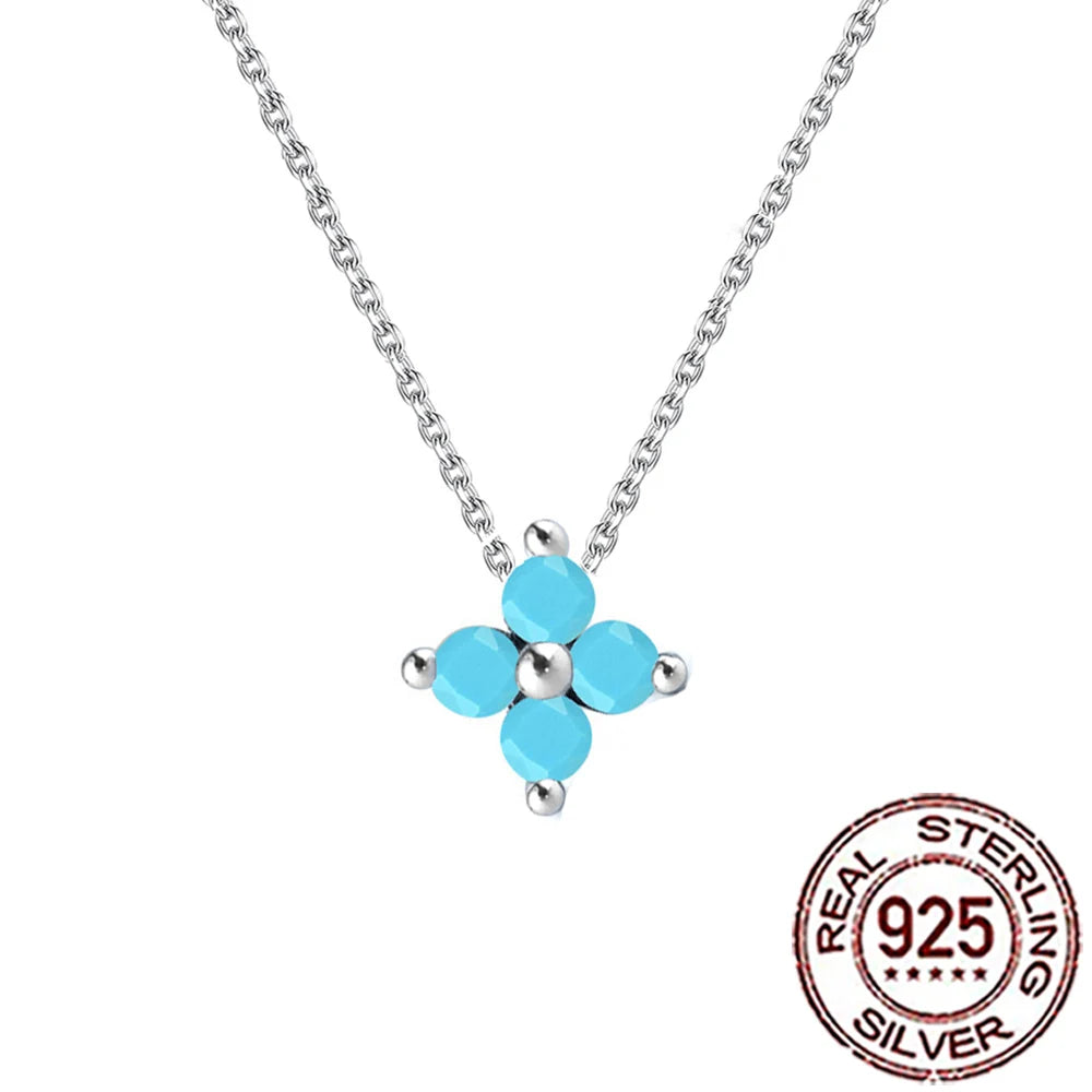S925 Sterling Silver Turquoise Pendant Necklace