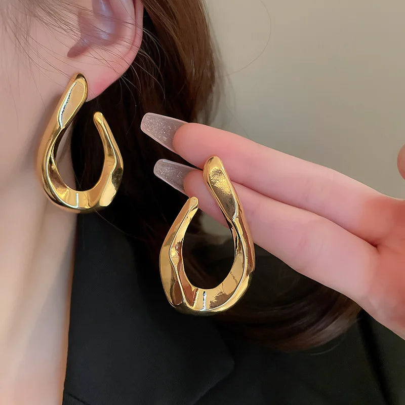 Bold Irregular Geometric Metal Earrings