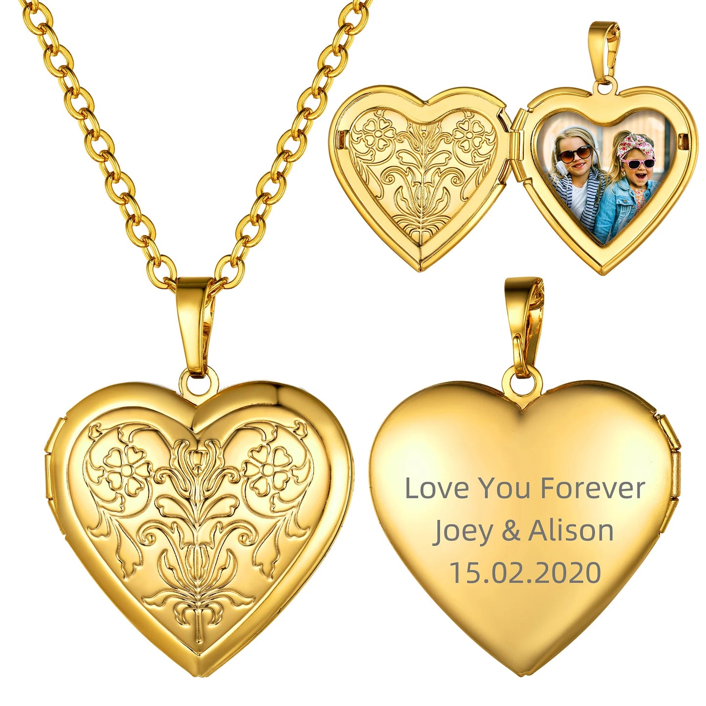 Heart Frame Memory Locket Pendant Necklace